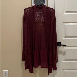 XL Hannah maroon cardigan